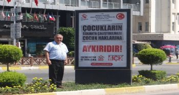 MERSİN’DE ÇOCUK İŞÇİLİĞİNE KARŞI AFİŞLİ UYARI