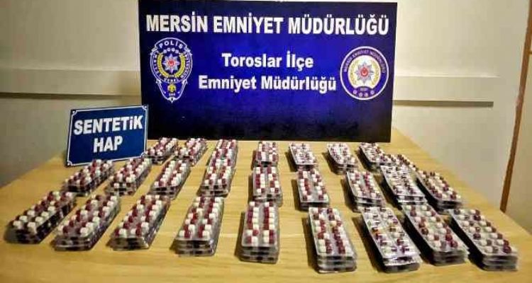 Mersin'de bin 412 sentetik ecza maddesi ele geçirildi