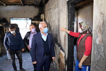 Akdeniz Belediye Başkanı Gültak’tan, Evi Yanan Aileye Destek