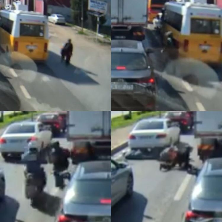 Kaza anı araç kamerasında: Daha önce 3 kişi ölmüştü bu sefer yayalara motosiklet çarptı
