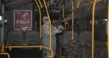Mersin'de otobüsler dezenfekte ediliyor