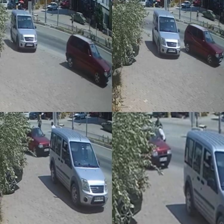 Sürücüsüz otomobil geri gitmeye başladı, bir vatandaş faciayı önledi