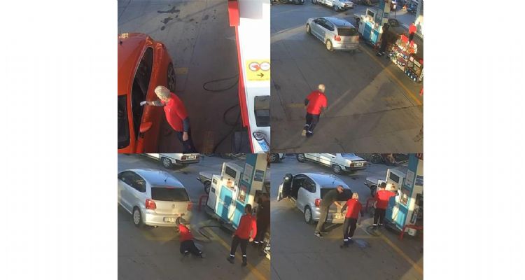 LPG pompası takılıyken hareket eden araca pompacı son anda müdahale etti