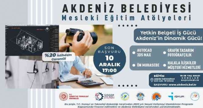 Akdeniz Belediyesi Mesleki Eğitim Atölyelerine başvurular başladı