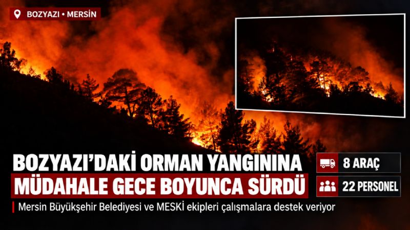 Bozyazı’daki orman yangınına ekiplerin müdahalesi gece boyunca sürdü