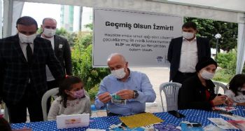 Başkan Gültak, lösemili çocuklarla birlikte maske yaptı