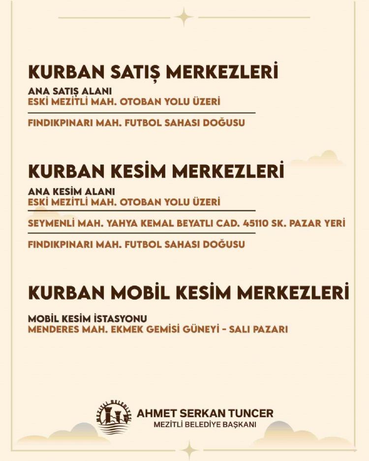Mezitli’de kurban kesim ve satış noktaları belirlendi