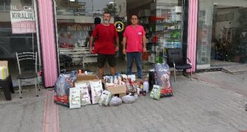 Yangın bölgesindeki hayvanlar için mama ve tıbbi malzeme desteği