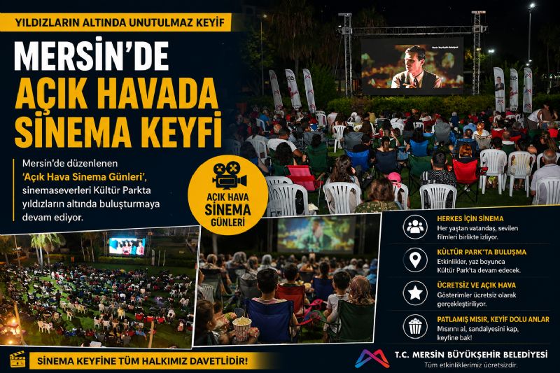 Mersin’de açık havada sinema keyfi