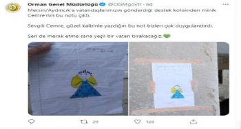Küçük Cemre'nin notu görenleri duygulandırdı
