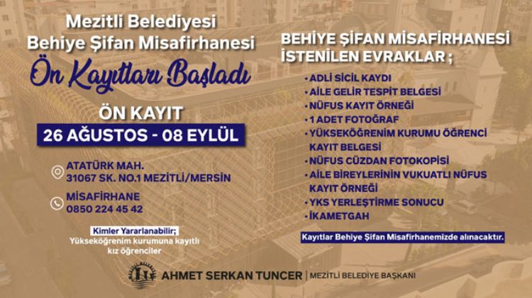 MEZİTLİ BELEDİYESİ’NDEN ÜNİVERSİTE ÖĞRENCİLERİNE MÜJDE