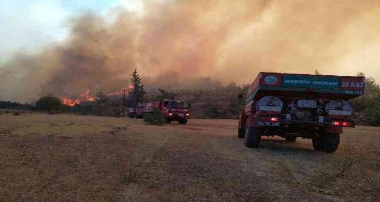 Mersin'deki orman yangınına 3 uçak, 2 helikopterle müdahale ediliyor