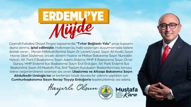 Başkan Kara:Tırtar Bağlantı Yolu proje kapsamı dışına alınmış, iptal edilmiştir