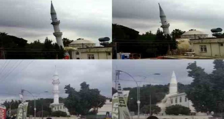 Kontrollü yıkımda cami minaresi böyle çöktü