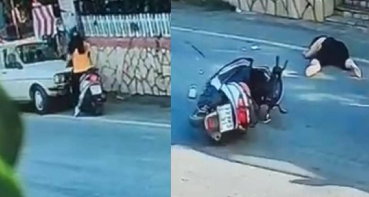 Alkollü sürücü otomobille motosikletlinin üzerinden geçti