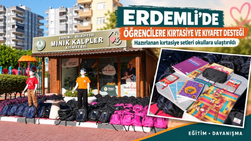 Erdemli’de öğrencilere kırtasiye ve kıyafet desteği